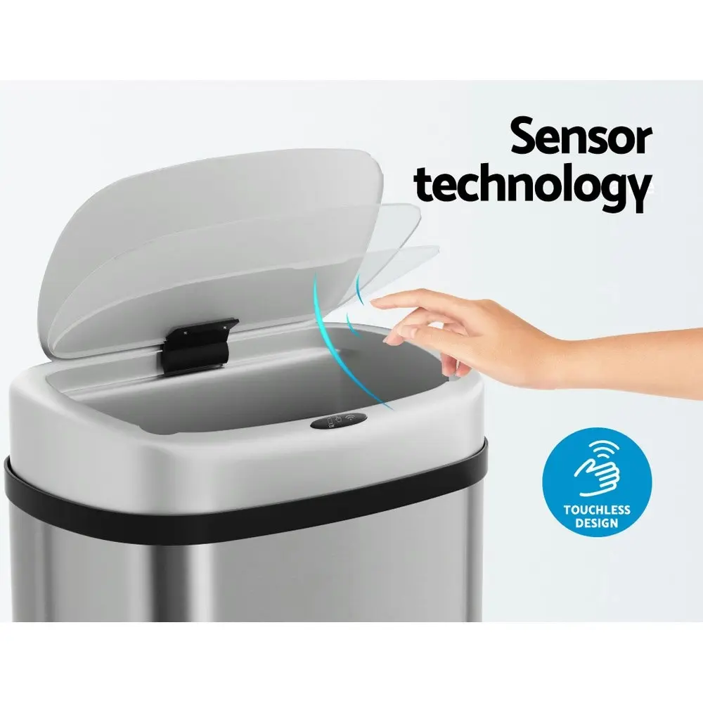 Devanti 60L Sensor Bin Motion Rubbish Automatic Silver