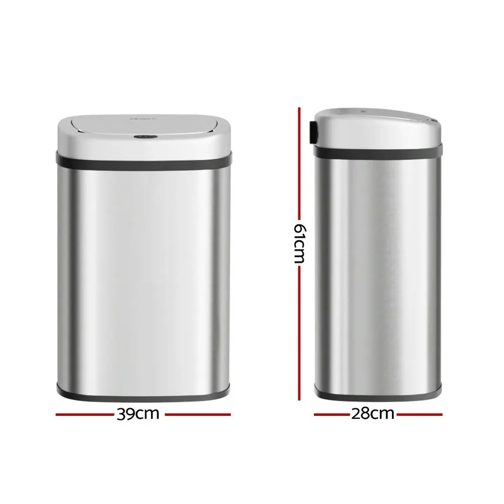 Devanti 50L Sensor Bin Motion Rubbish Automatic Silver