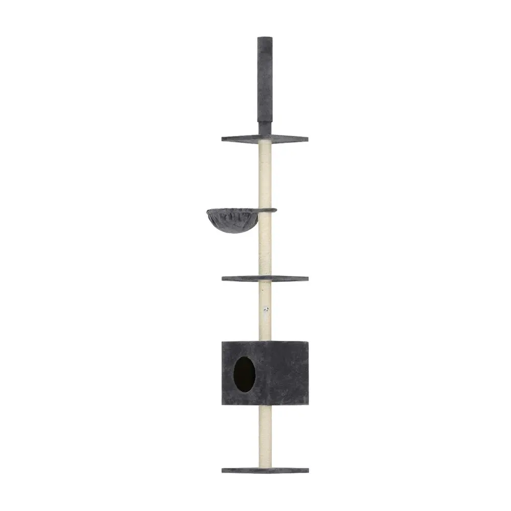 i.Pet Cat Tree 260cm Tower Scratching Post Scratcher Floor to Ceiling Cats Bed Dark Grey