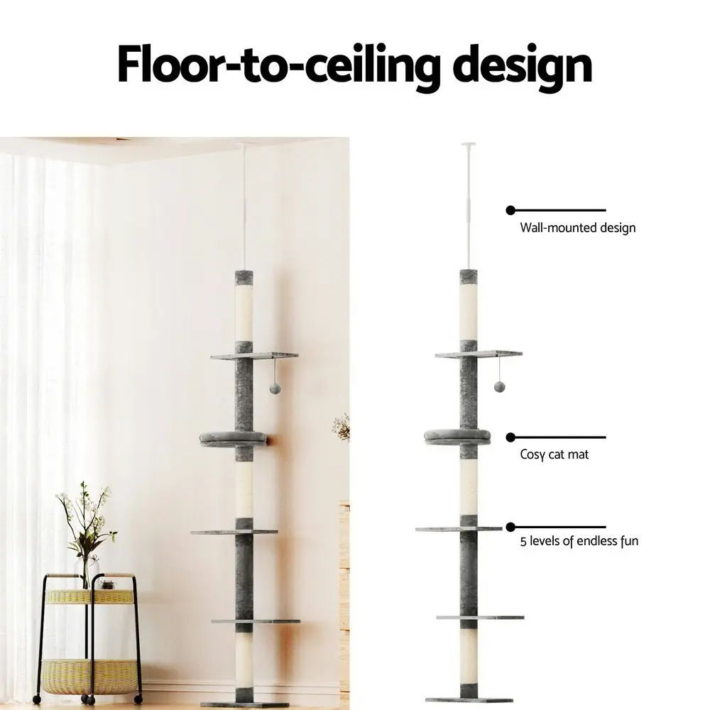 i.Pet Cat Tree 290cm Tower Scratching Post Scratcher Floor to Ceiling Cats Bed