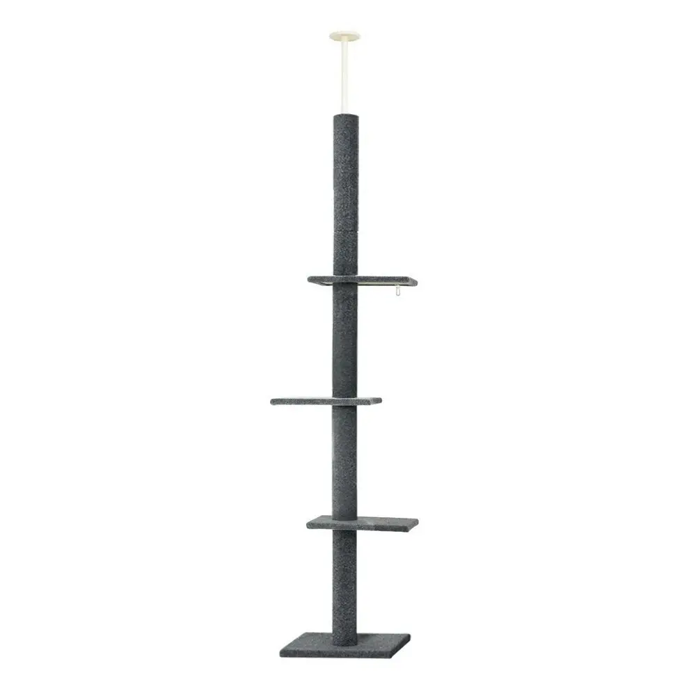 i.Pet Cat Tree 290cm Tower Scratching Post Scratcher Floor to Ceiling Cats Bed Grey