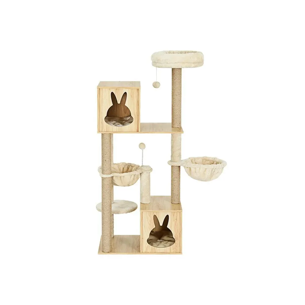 i.Pet Cat Tree 141cm Tower Scratching Post Scratcher Wood Bed Condo Toys House Ladder