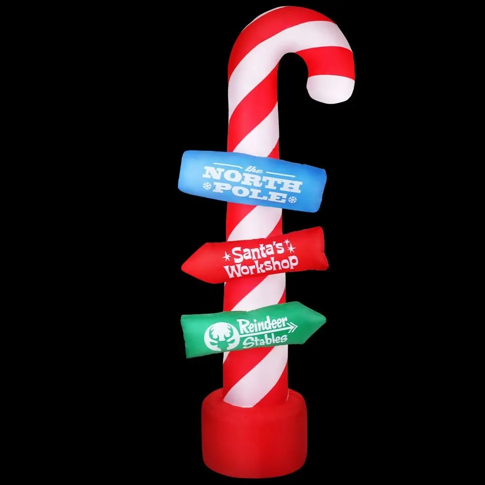 Jingle Jollys Christmas Inflatable Candy Pole 2.4M Illuminated Decorations