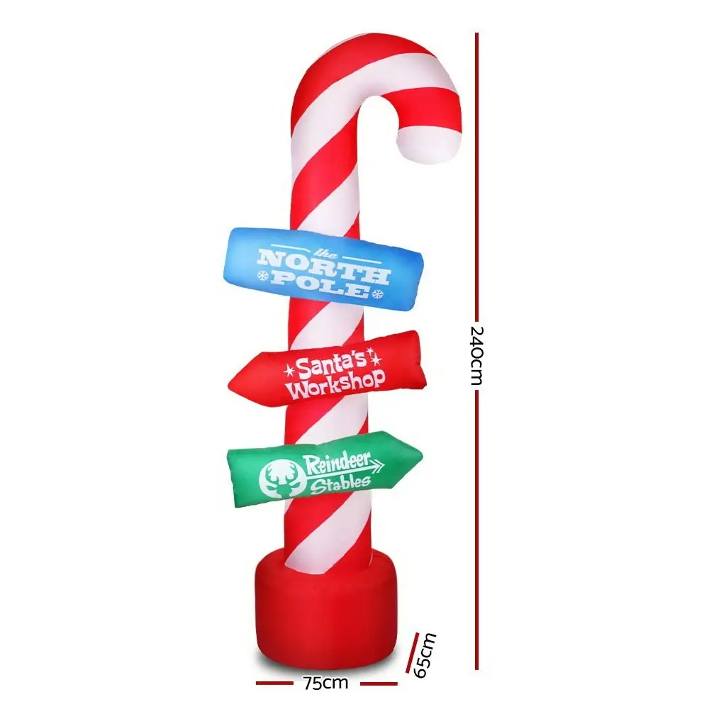 Jingle Jollys Christmas Inflatable Candy Pole 2.4M Illuminated Decorations