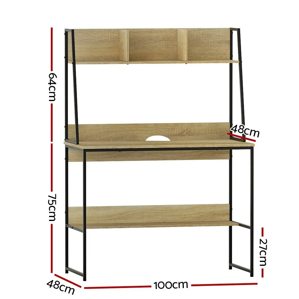 Artiss Computer Desk Bookshelf Storage 100CM Oak