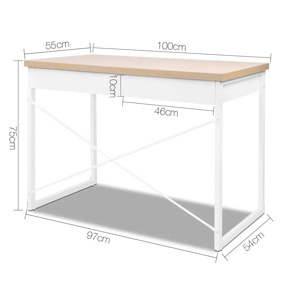 Artiss Computer Desk Drawer Storage Oak 100CM