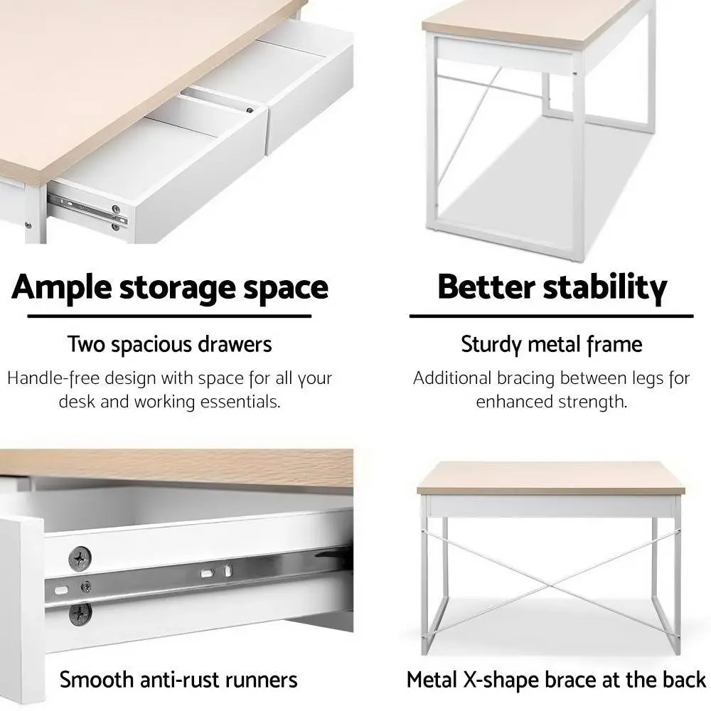 Artiss Computer Desk Drawer Storage Oak 100CM