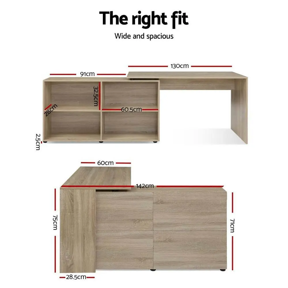 Artiss Computer Desk Bookshelf Oak 130CM