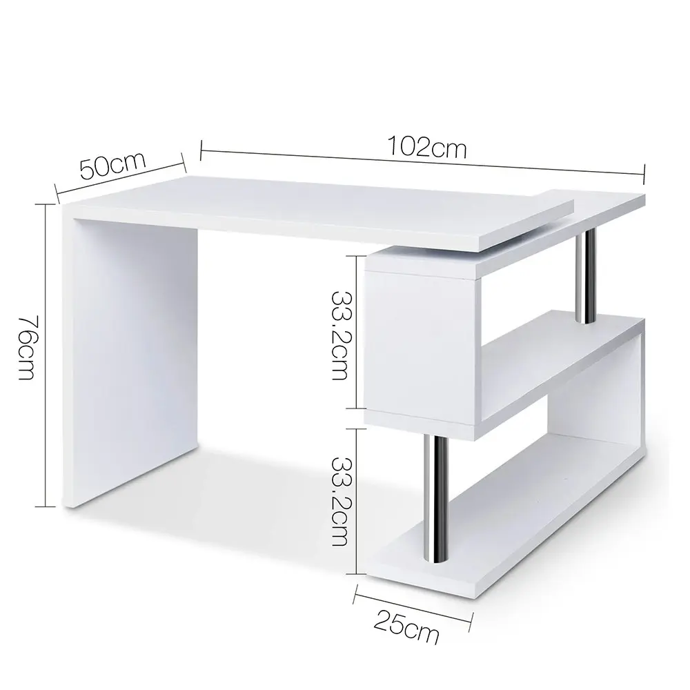 Artiss Computer Desk L-Shape Bookshelf White