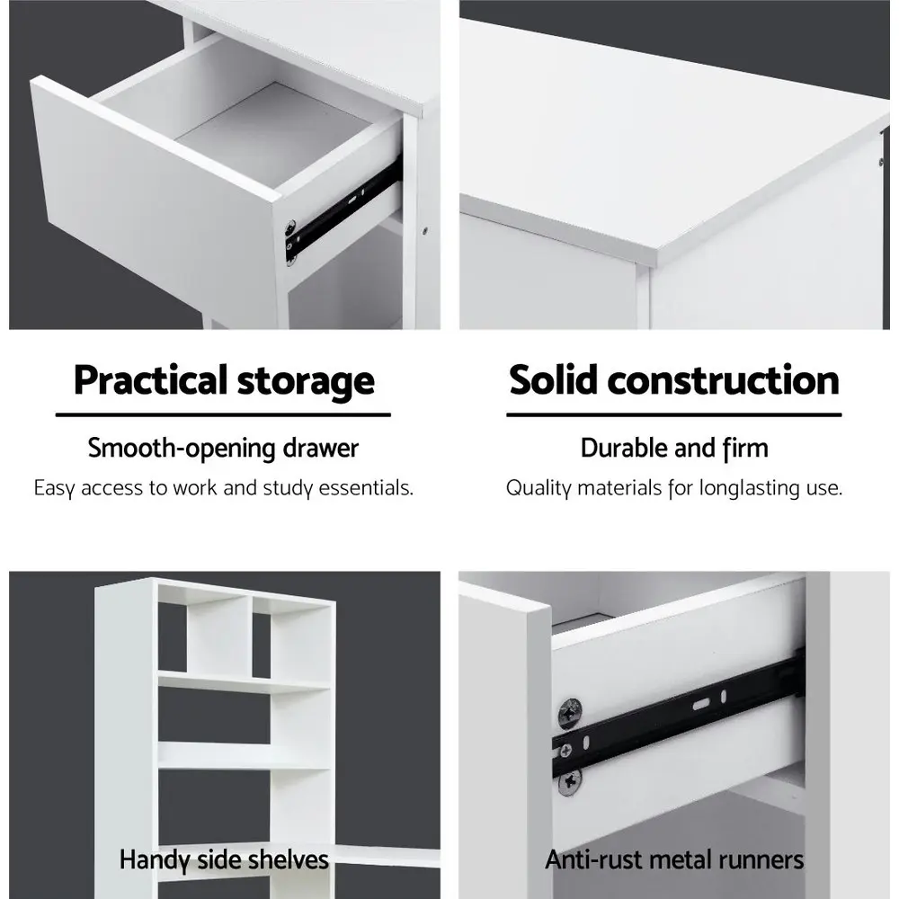 Artiss Computer Desk Bookshelf Drawer Cabinet White 120CM