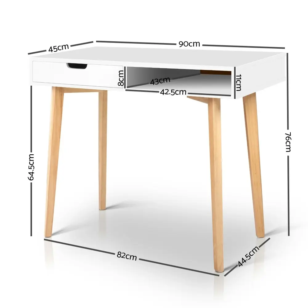 Artiss Computer Desk Drawer Cabinet Shelf White 90CM