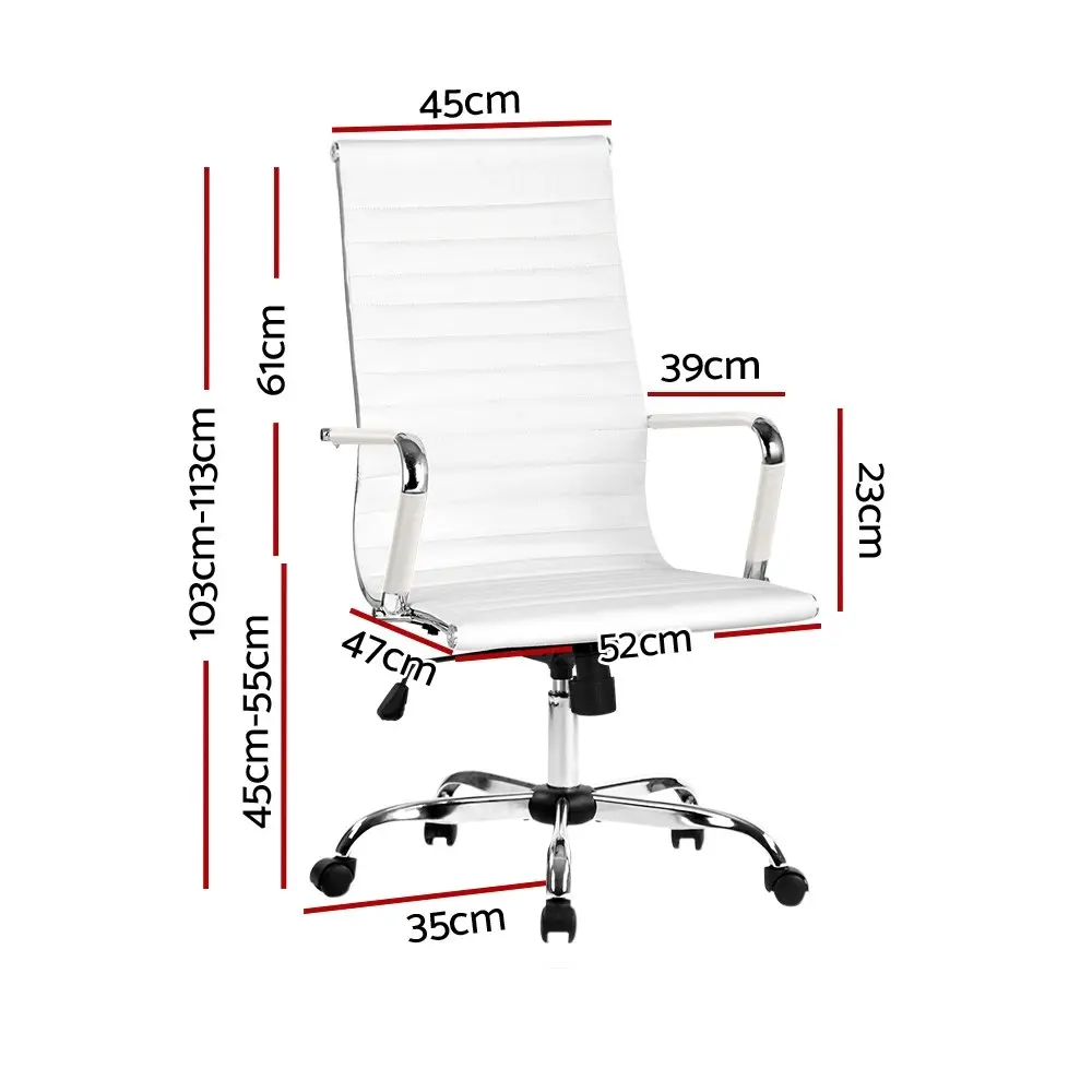 Artiss Office Chair Conference Chairs PU Leather High Back White