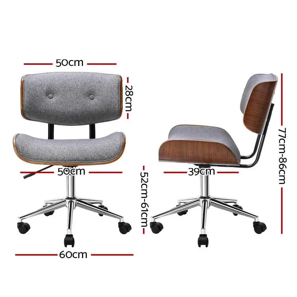 Artiss Wooden Office Chair Fabric Seat Grey