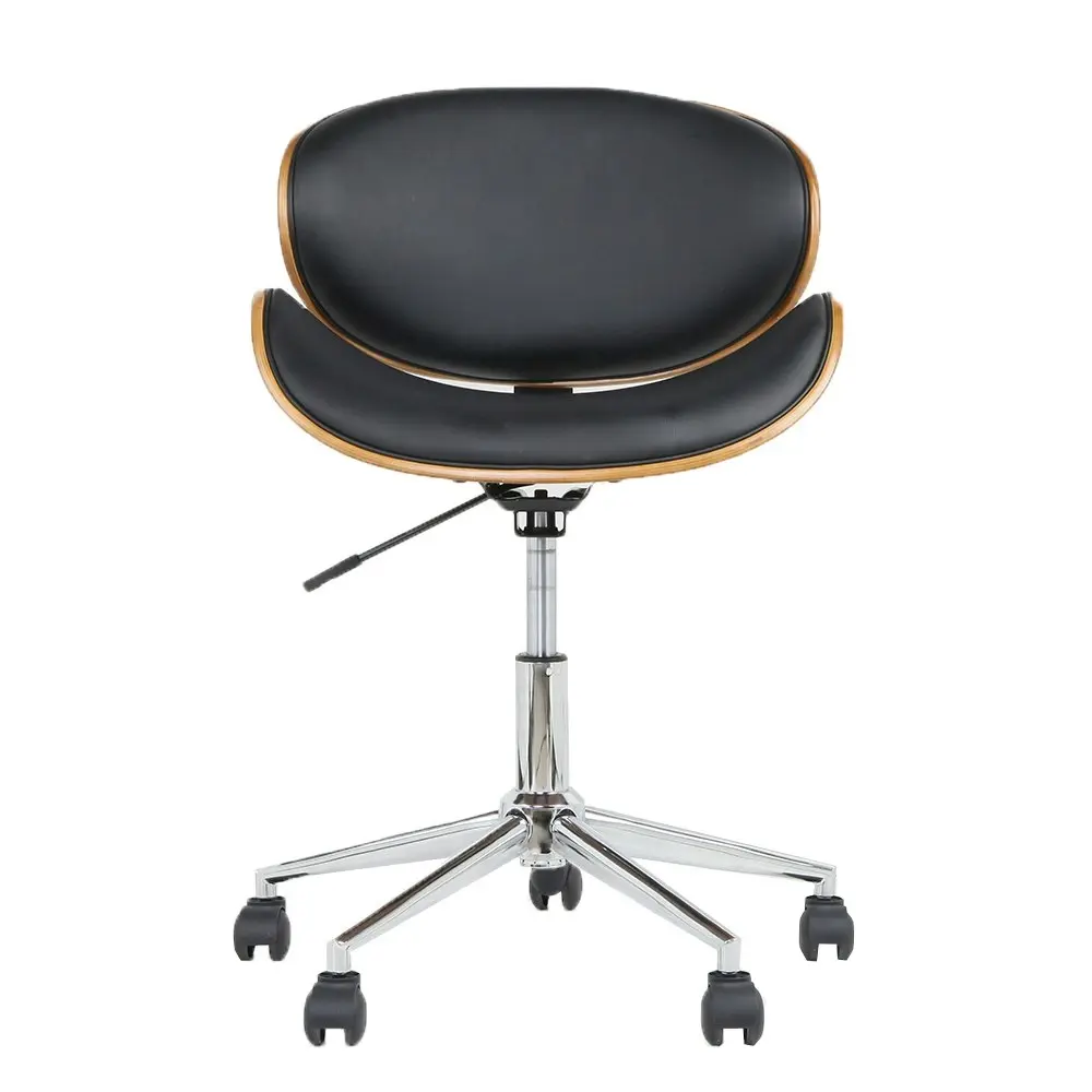 Artiss Wooden Office Chair Leather Seat Black