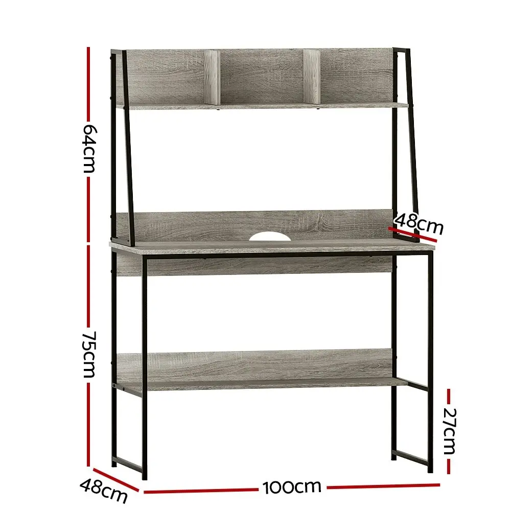 Artiss Computer Desk Bookshelf Storage Grey 100CM