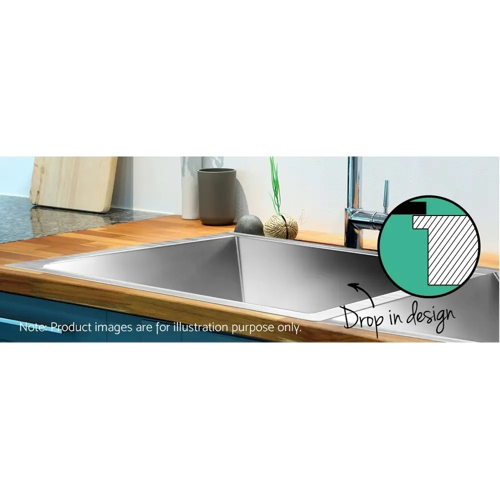 Cefito Kitchen Sink 77X45CM Stainless Steel Basin Double Bowl Laundry Silver