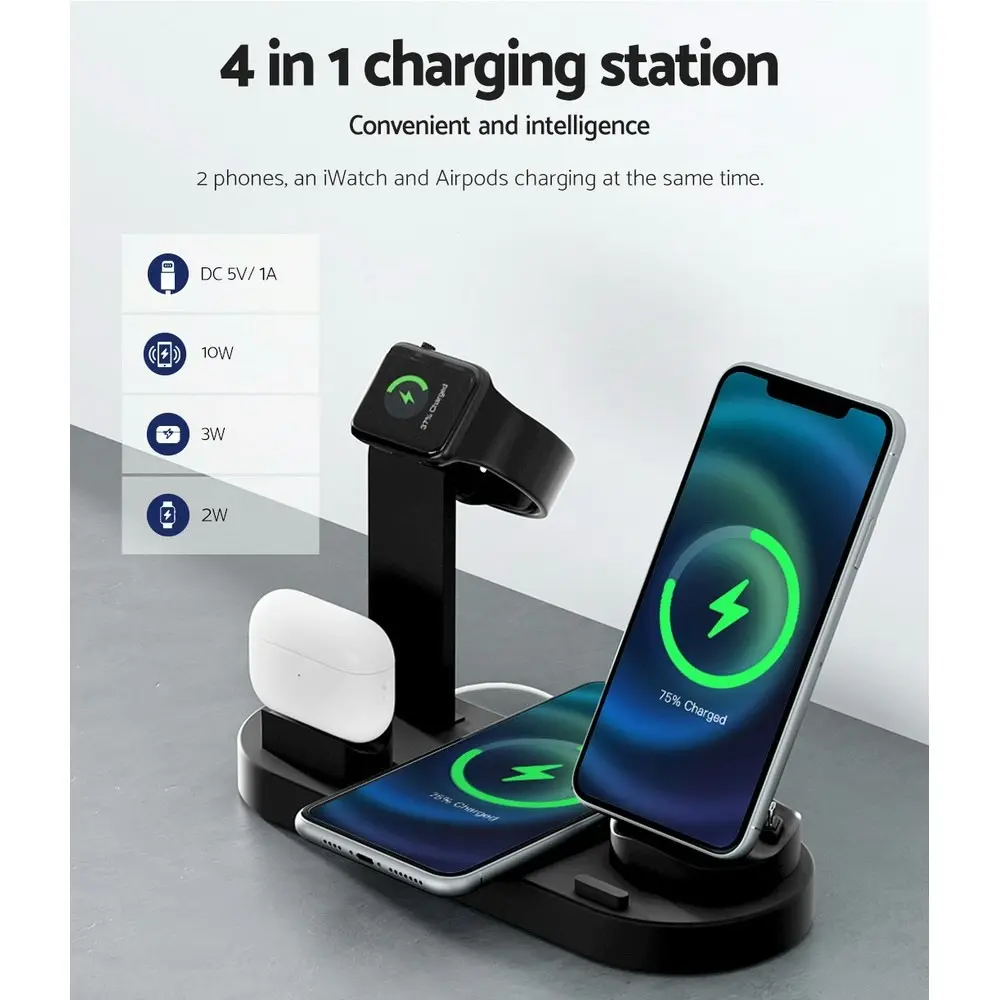 Devanti 4 in 1 Wireless Charger Multi-function Station for Phone Airpod iWatch