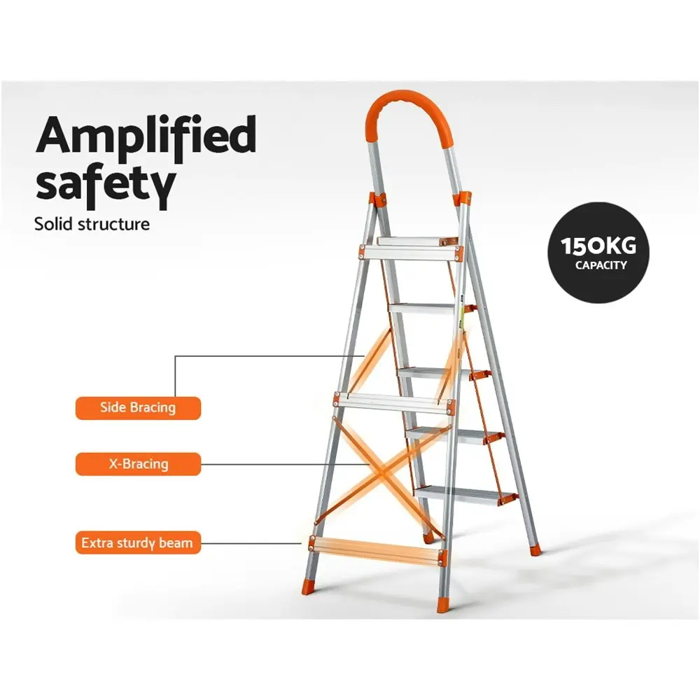 Giantz 5 Step Ladder Multi-Purpose Folding Aluminium Light Weight Platform