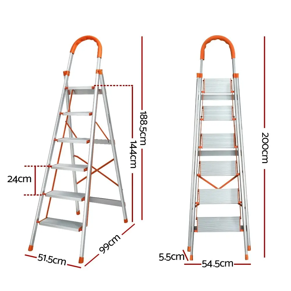 Giantz 6 Step Ladder Multi-Purpose Folding Aluminium Light Weight Platform