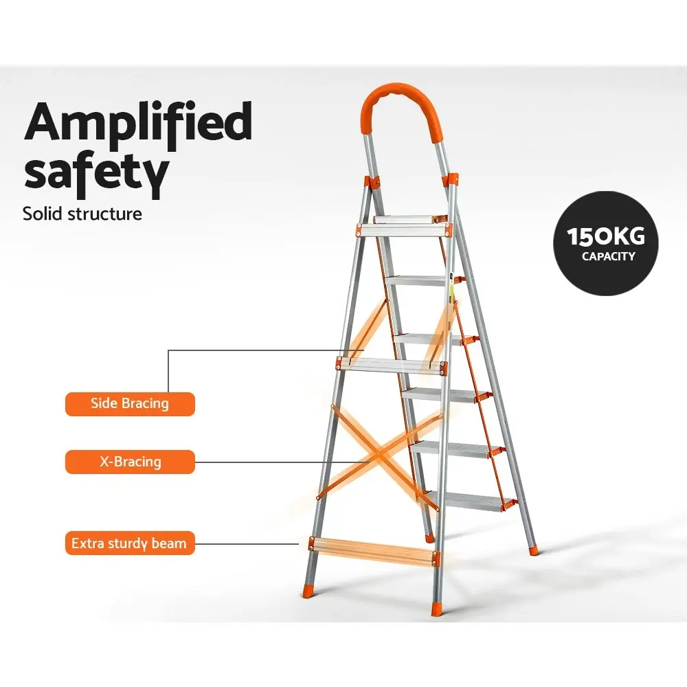 Giantz 6 Step Ladder Multi-Purpose Folding Aluminium Light Weight Platform