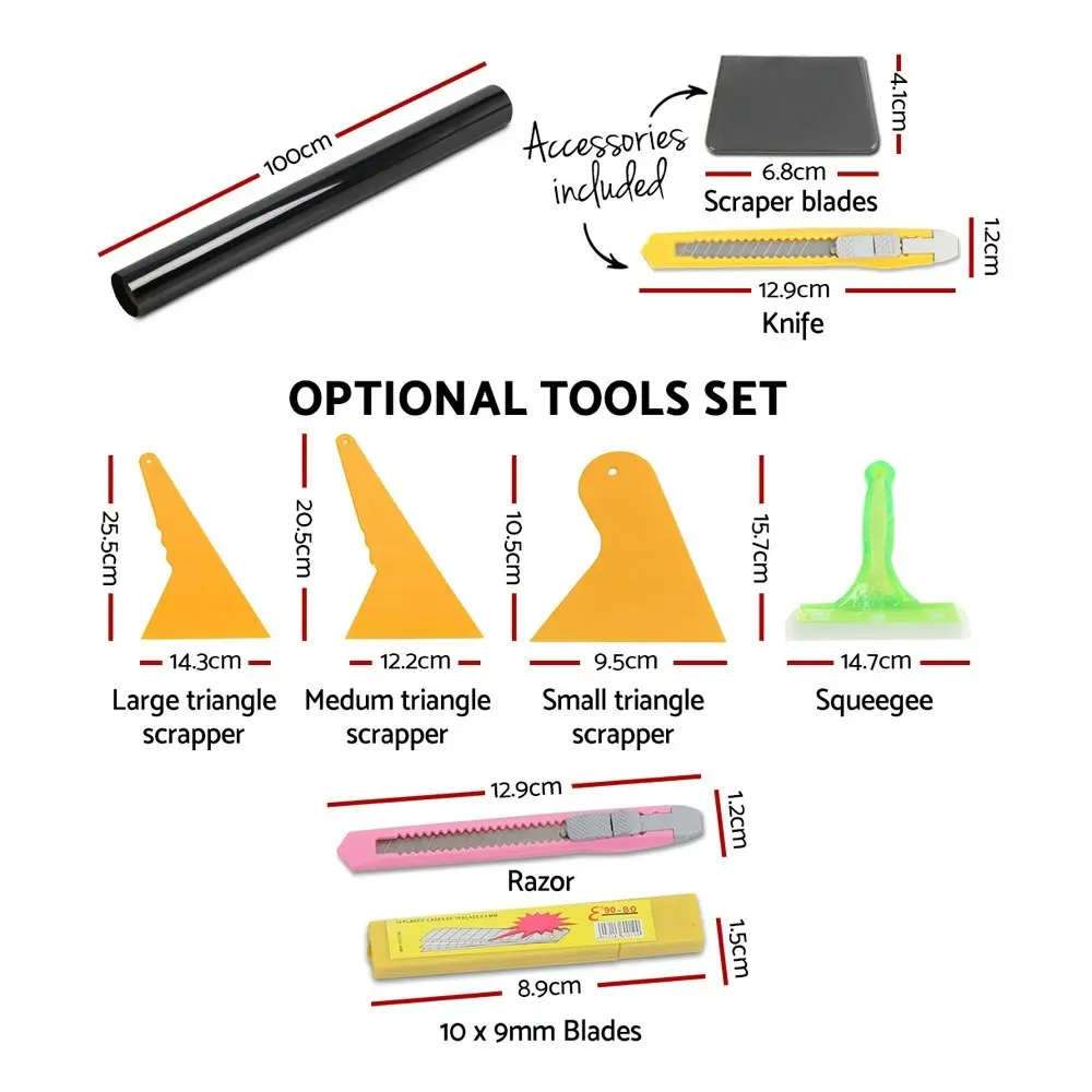 Giantz Window Tint Film Black Roll 35% VLT Home 100cm X 30m Tinting tools Kit