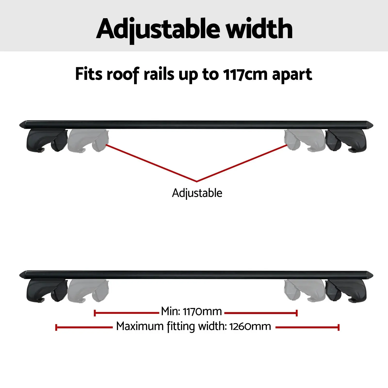 Universal Car Roof Racks Pod Aluminium Cross Bars Upgraded Holder 126cm Black