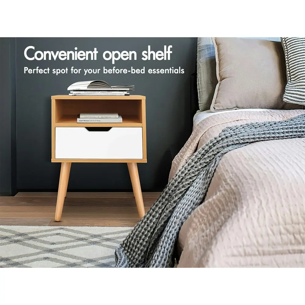 Alfordson 2x Bedside Table Scandinavian White Oak