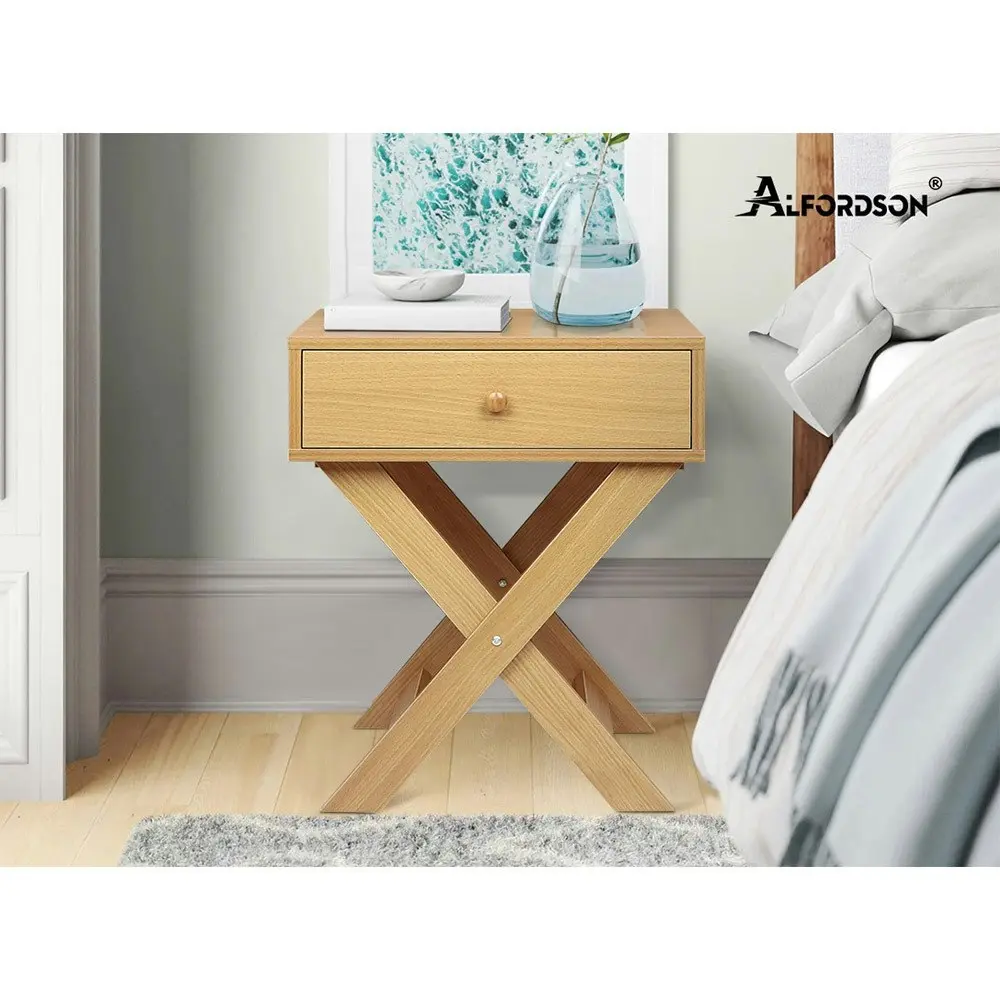 Alfordson 2x Bedside Table X-leg Wood