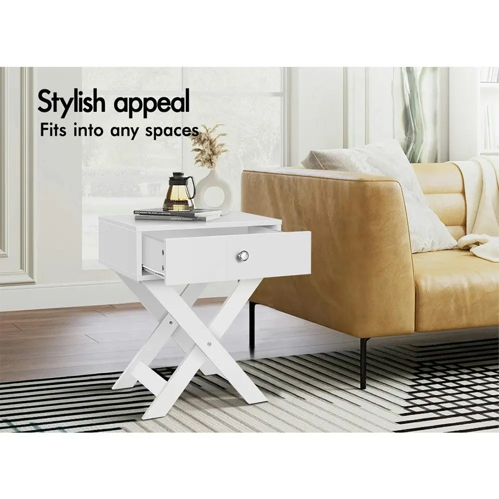 Alfordson Bedside Table X-leg White