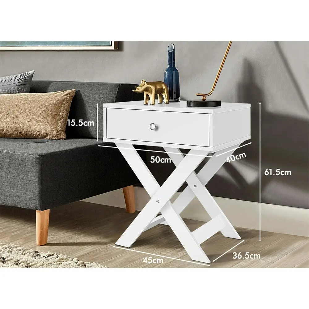 Alfordson Bedside Table X-leg White