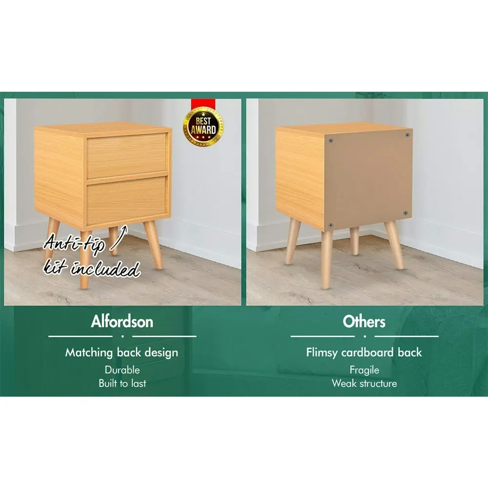 Alfordson Bedside Table Scandinavian Rattan