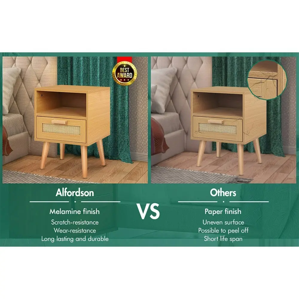 Alfordson Bedside Table Scandinavian Rattan