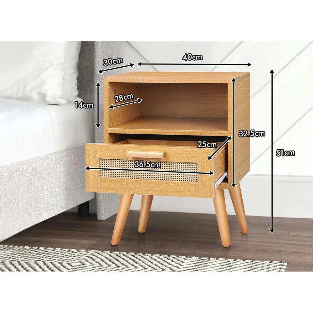 Alfordson 2x Bedside Table Scandinavian Rattan