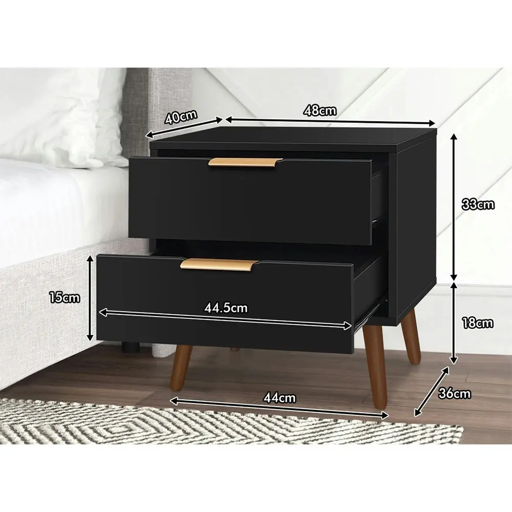 Alfordson Bedside Table Black Scandinavian