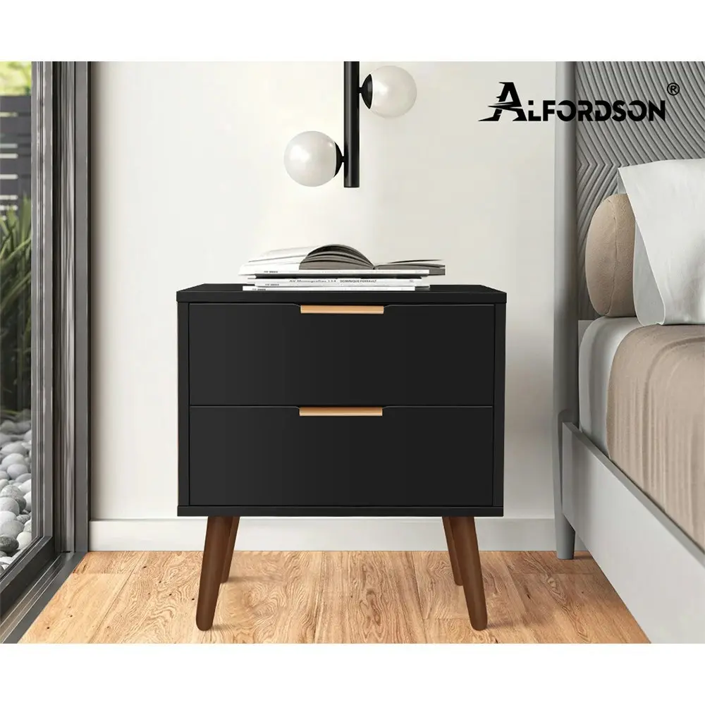 Alfordson Bedside Table Black Scandinavian