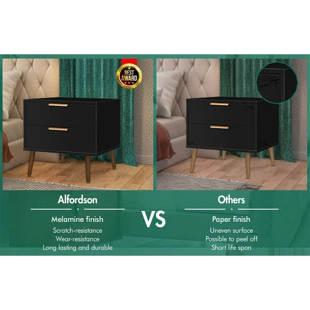 Alfordson Bedside Table Black Scandinavian