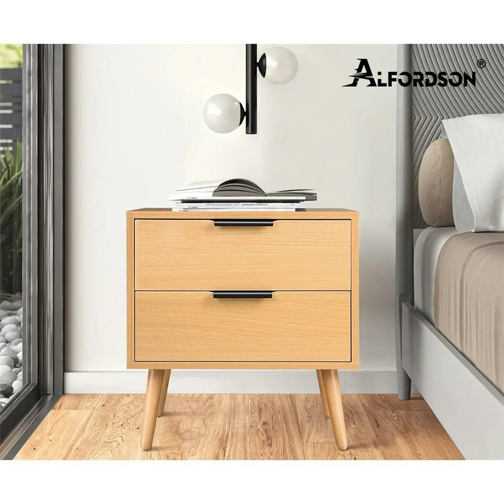 Alfordson 2x Bedside Table Scandinavian Oak