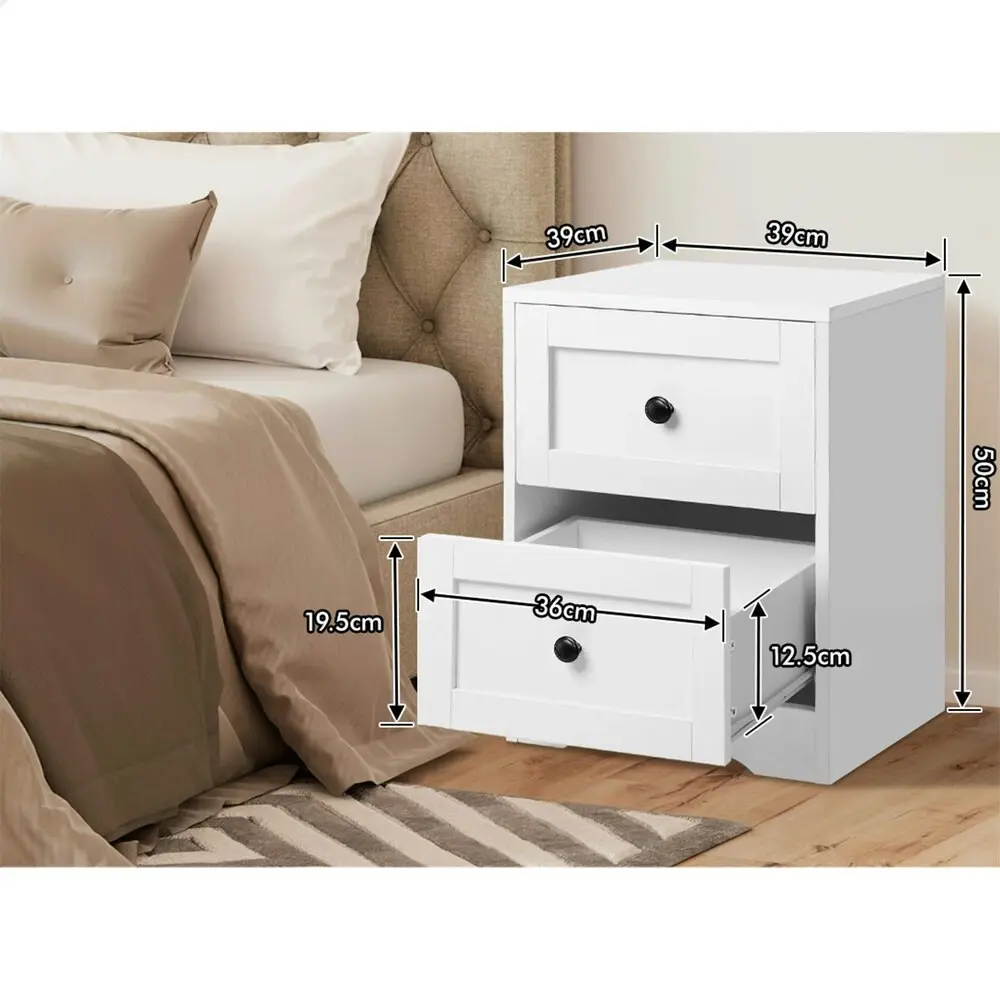 Alfordson 2x Bedside Table Hamptons White