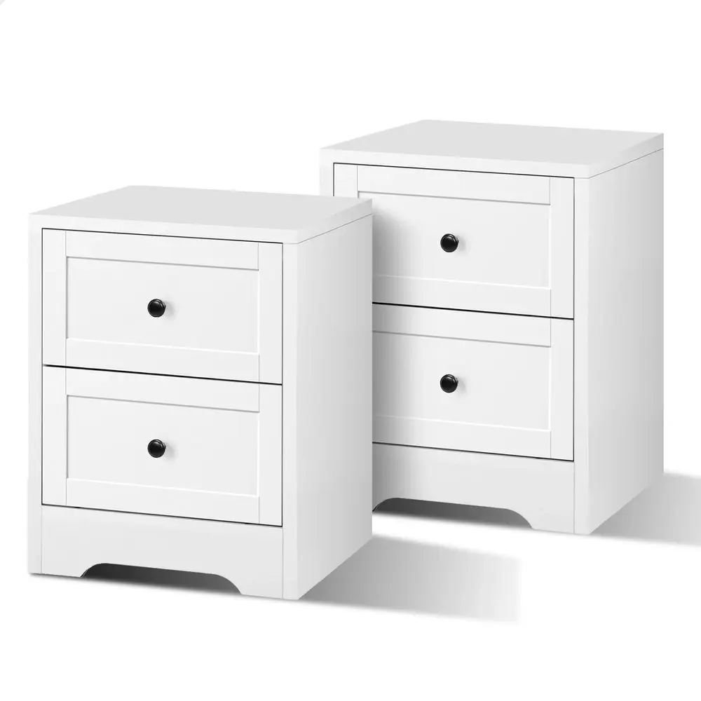 Alfordson 2x Bedside Table Hamptons White