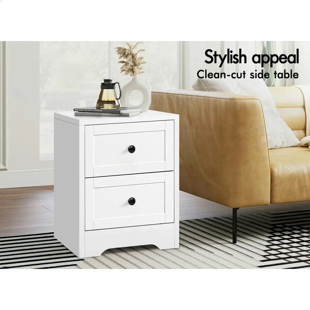 Alfordson 2x Bedside Table Hamptons White