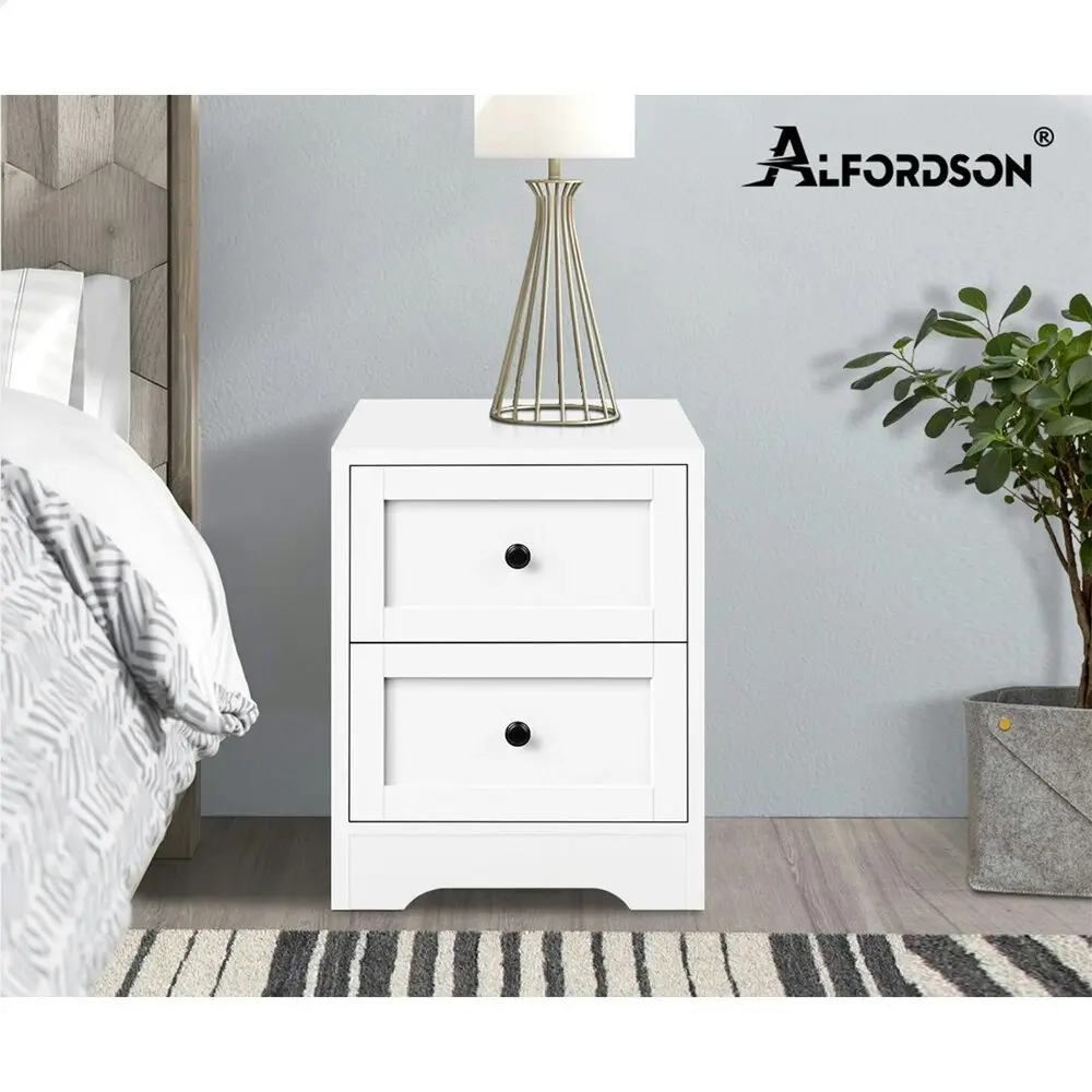 Alfordson 2x Bedside Table Hamptons White