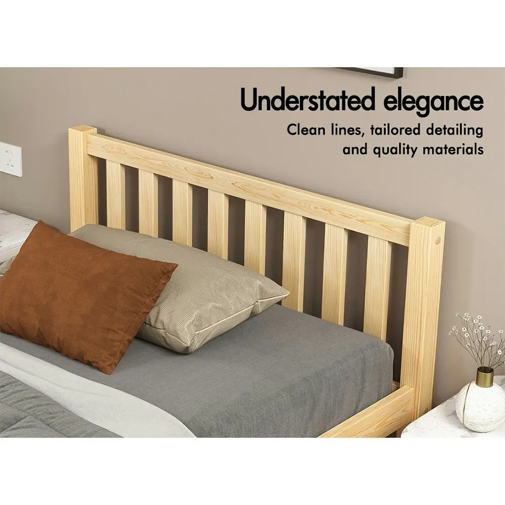 Alfordson Wooden Bed Frame King Single Mattress Base Natural