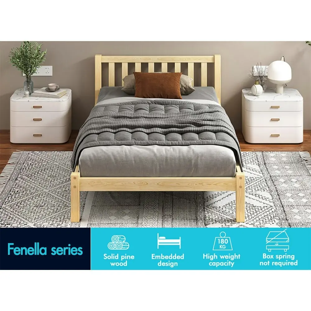 Alfordson Wooden Bed Frame King Single Mattress Base Natural