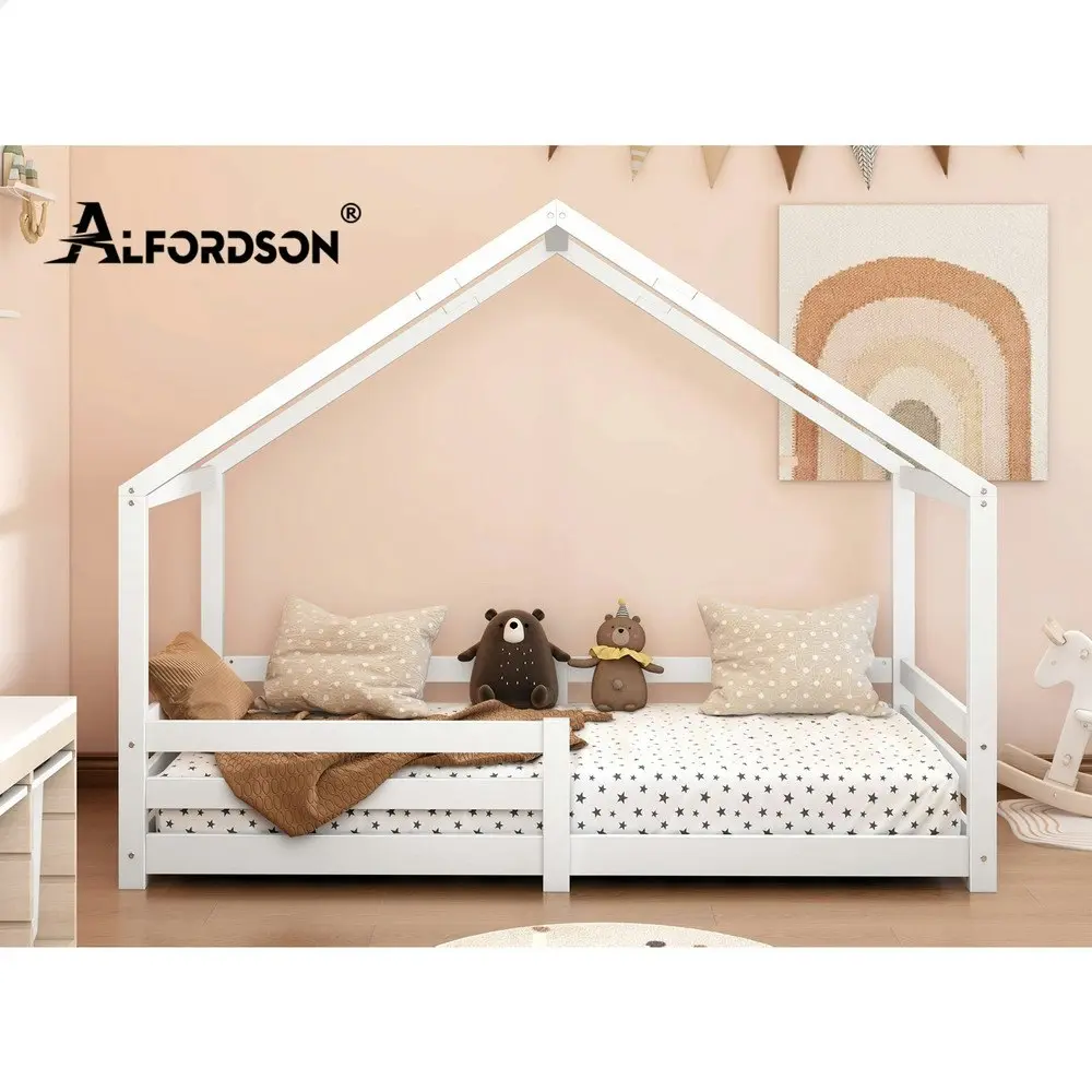 Alfordson Bed Frame Wooden Mattress Base Single White Nellie