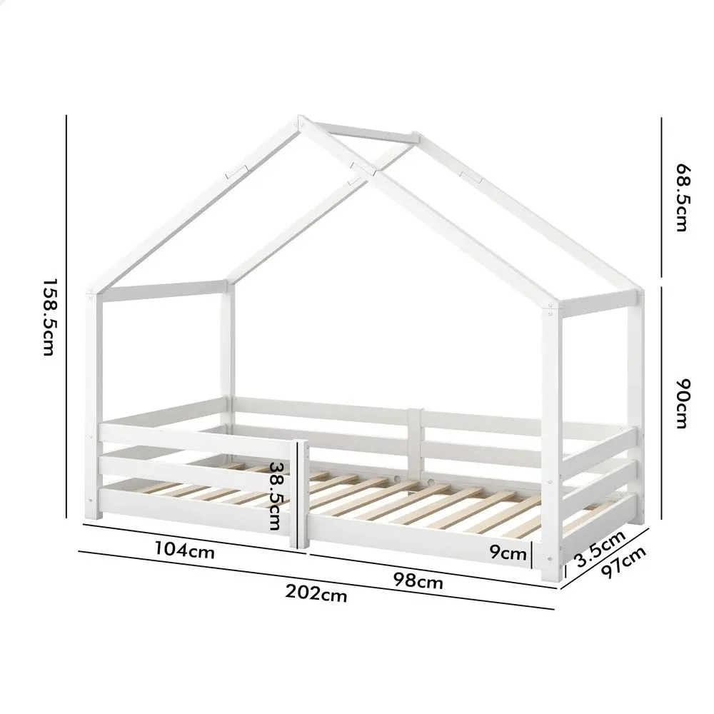 Alfordson Bed Frame Wooden Mattress Base Single White Nellie