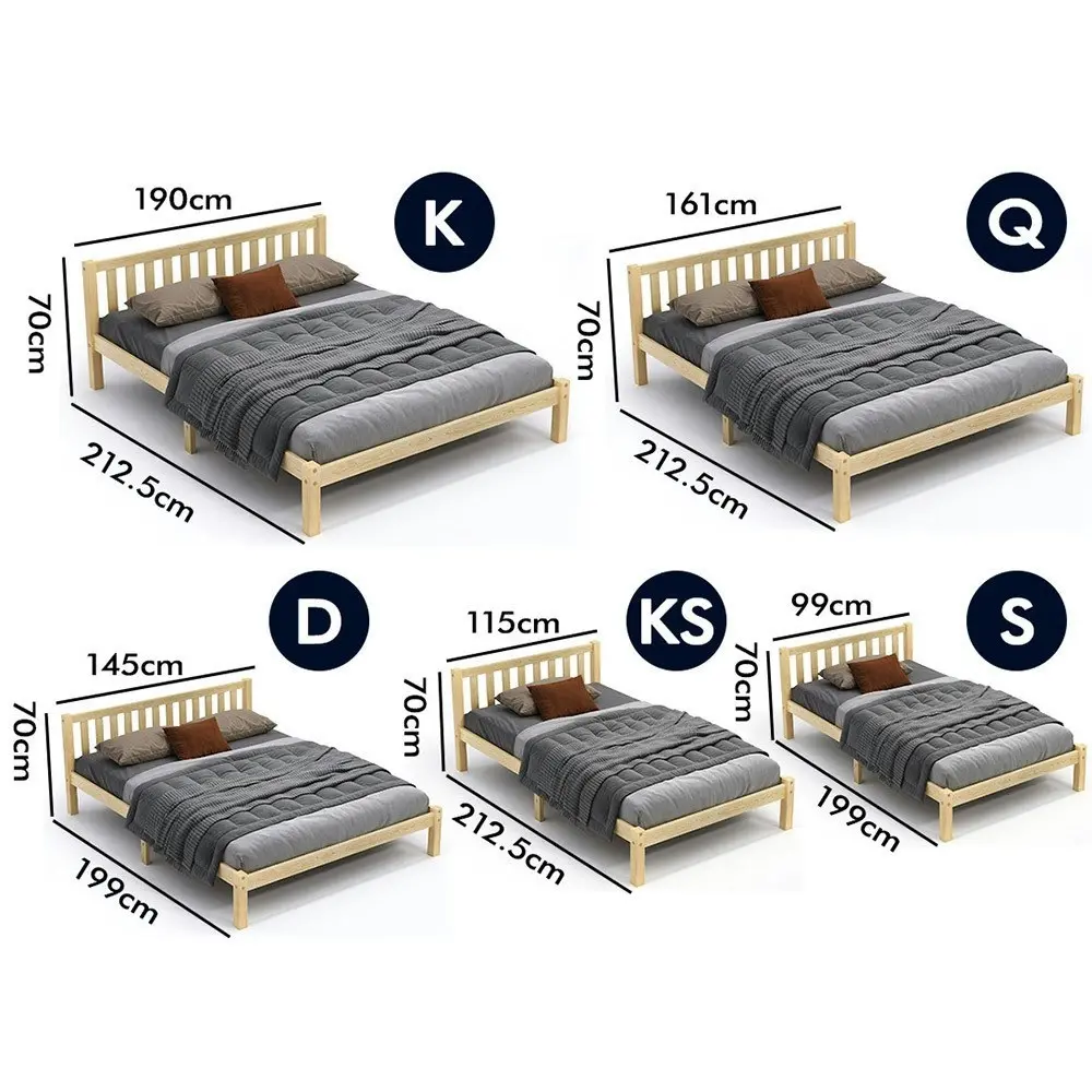 Alfordson Wooden Bed Frame King Mattress Base Natural