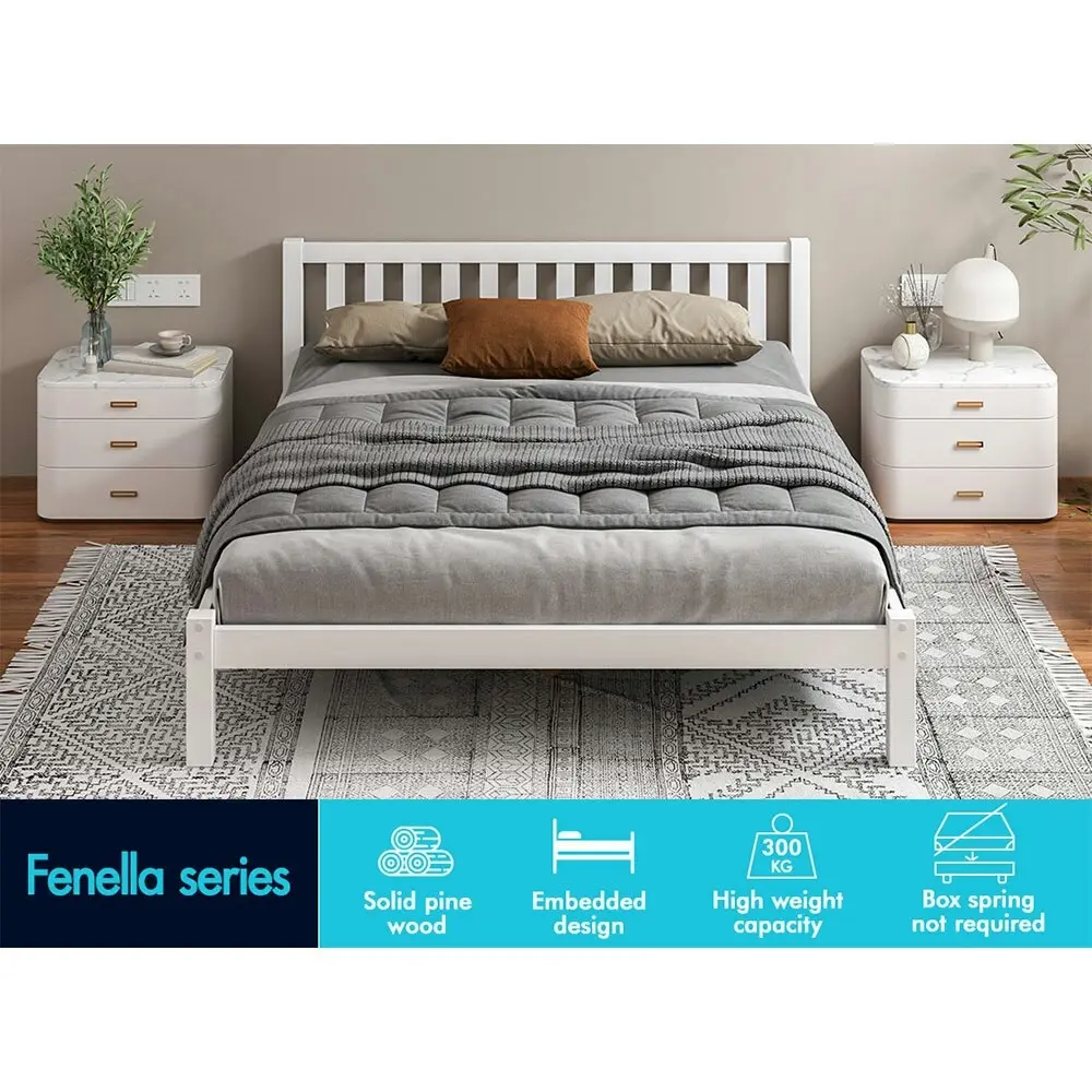 Alfordson Wooden Bed Frame Double Mattress Base White