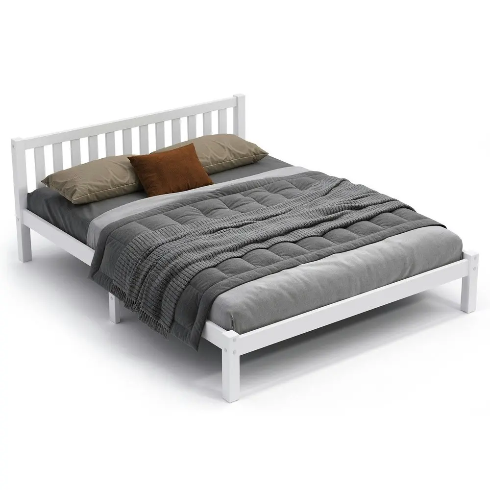 Alfordson Wooden Bed Frame Double Mattress Base White