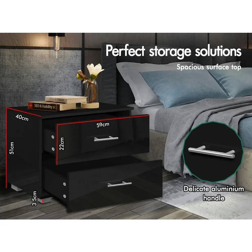 Alfordson Bedside Table Gloss Black