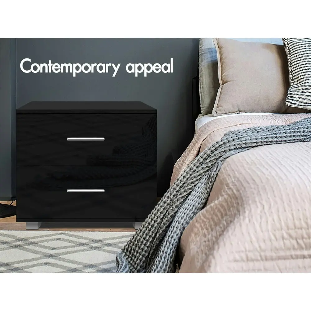 Alfordson Bedside Table Gloss Black